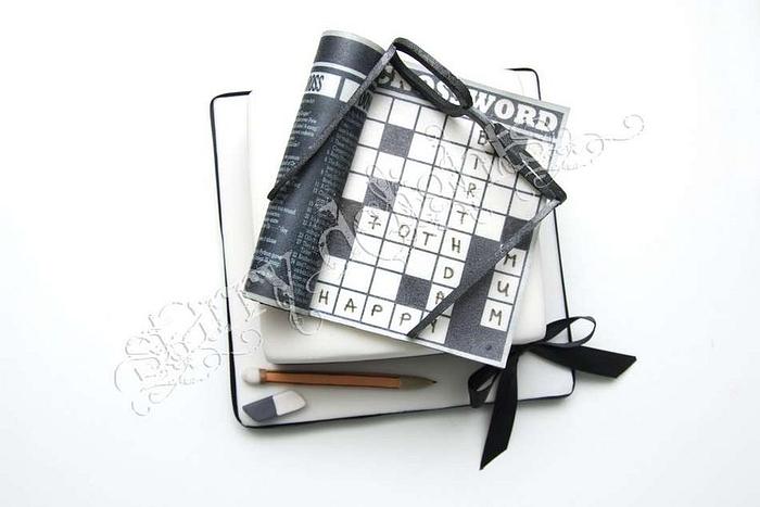 Crossword puzzle cake