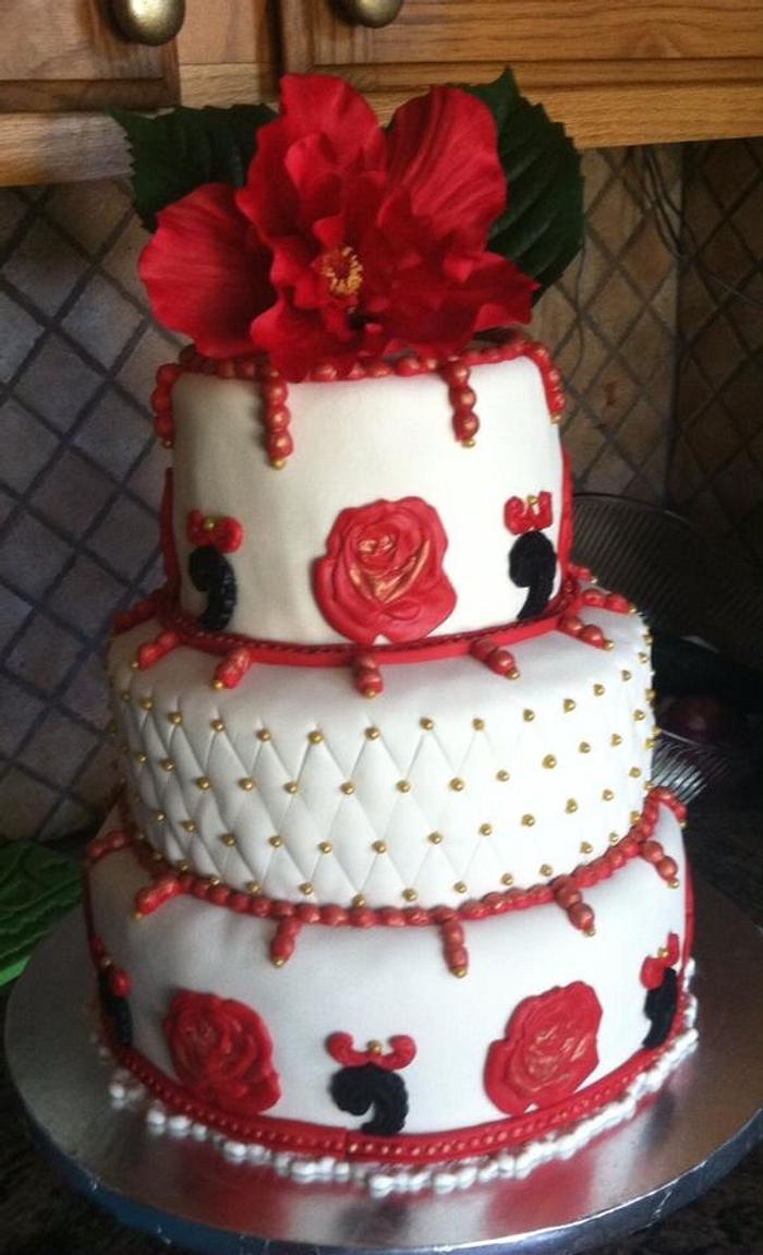 three tiered ruby anniversary cake