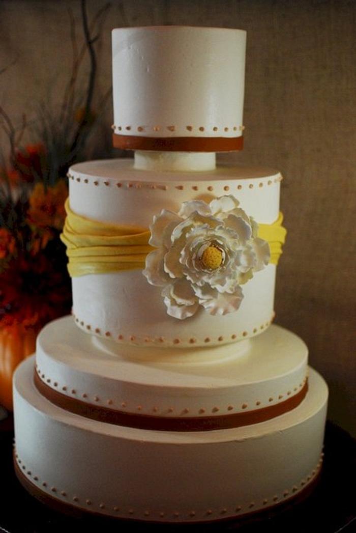 Gathered Fabric Autumn Wedding Cake