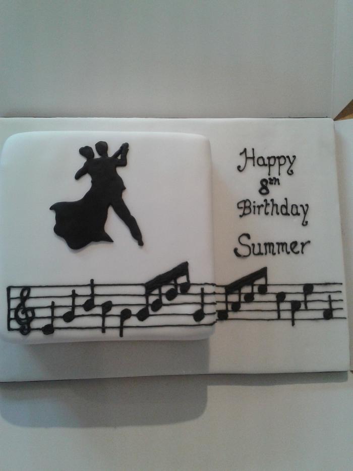 Black and white ballroom birthday cake