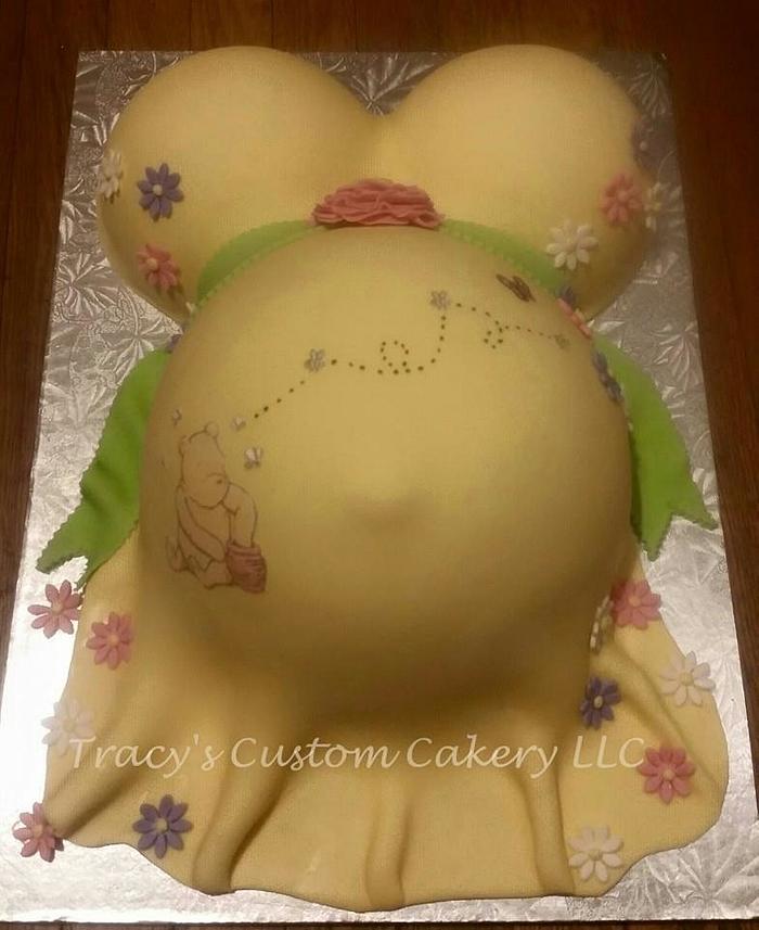 Classic Winnie The Pooh Baby Bump Cake