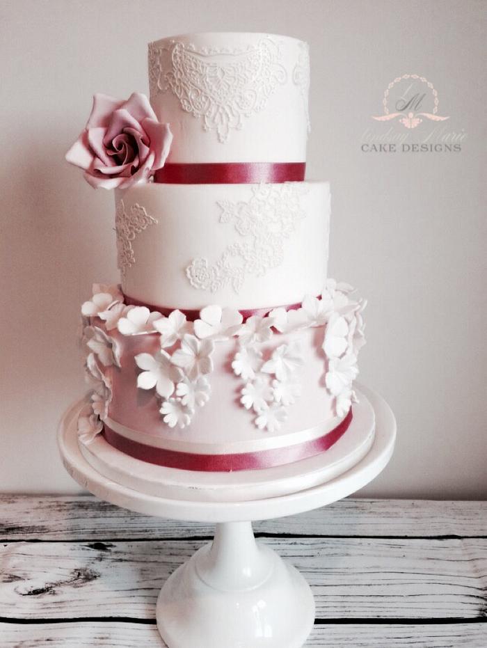 Pink Floral Lace Cake