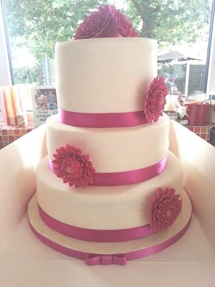 Gerbera wedding cake by Truly Scrumptious Cupcakes Shrewsbury