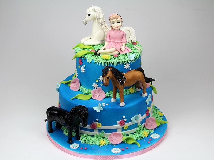 Horses Birthday Cake for Girl