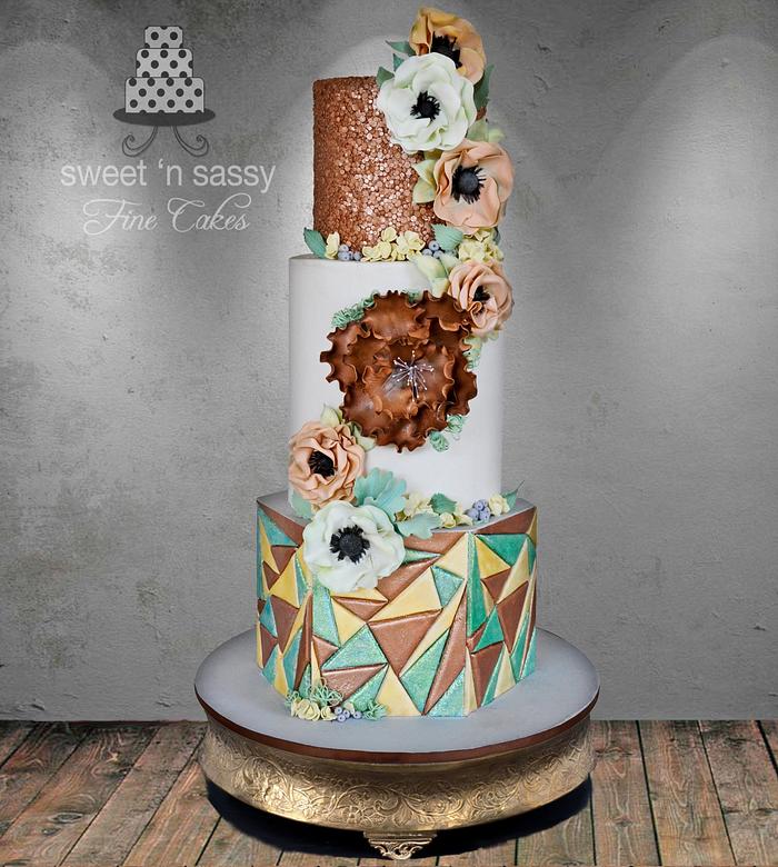 "Old meets new" Wedding cake