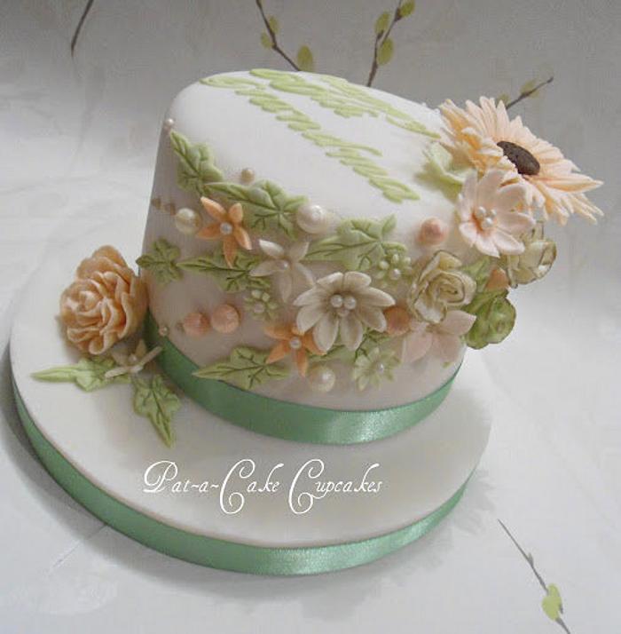 Delicate Peach and Gooseberry 60th birthday Cake