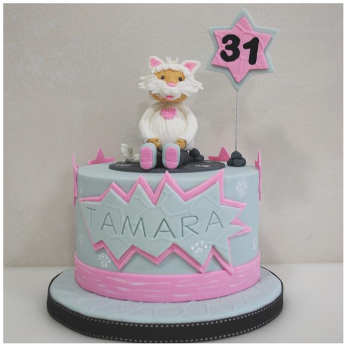 cake for a cat lover and a dress up fanatic 