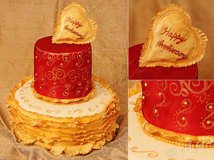 Gold and Red Cake....