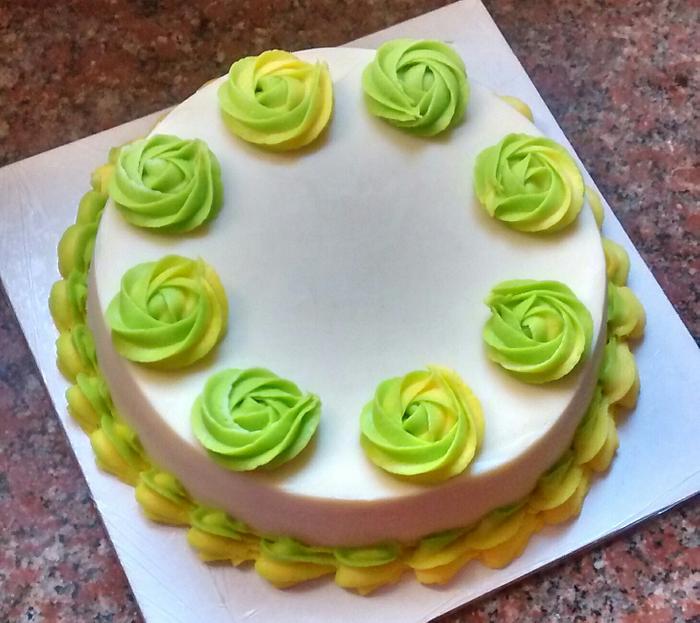 Vanilla cake with colored ganache