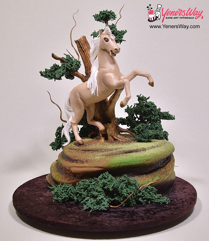 Prancing Horse in the Woods Cake