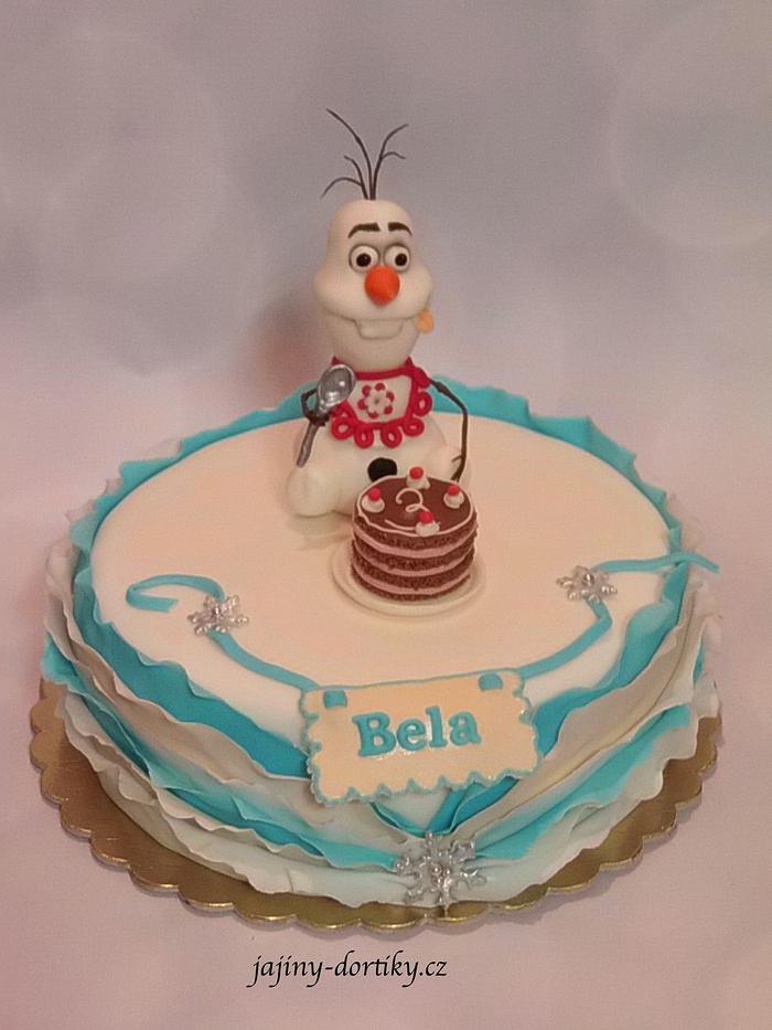 "Olaf with cake" cake