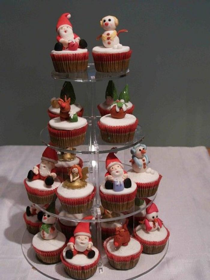 Christmas cupcake tower