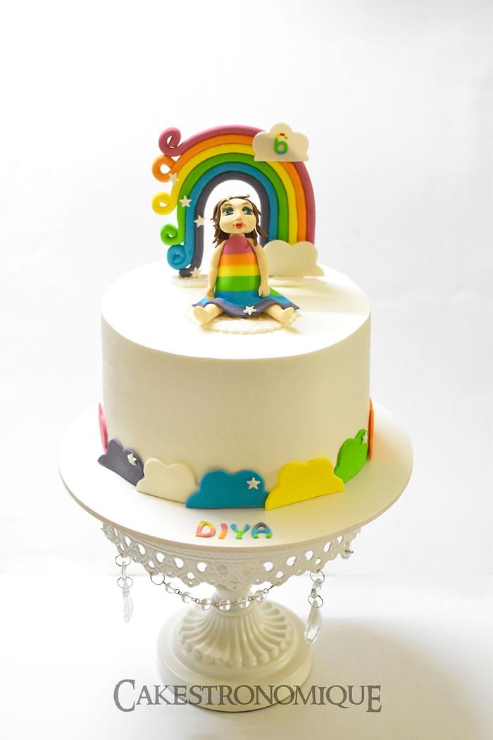Whipped cream rainbow cake