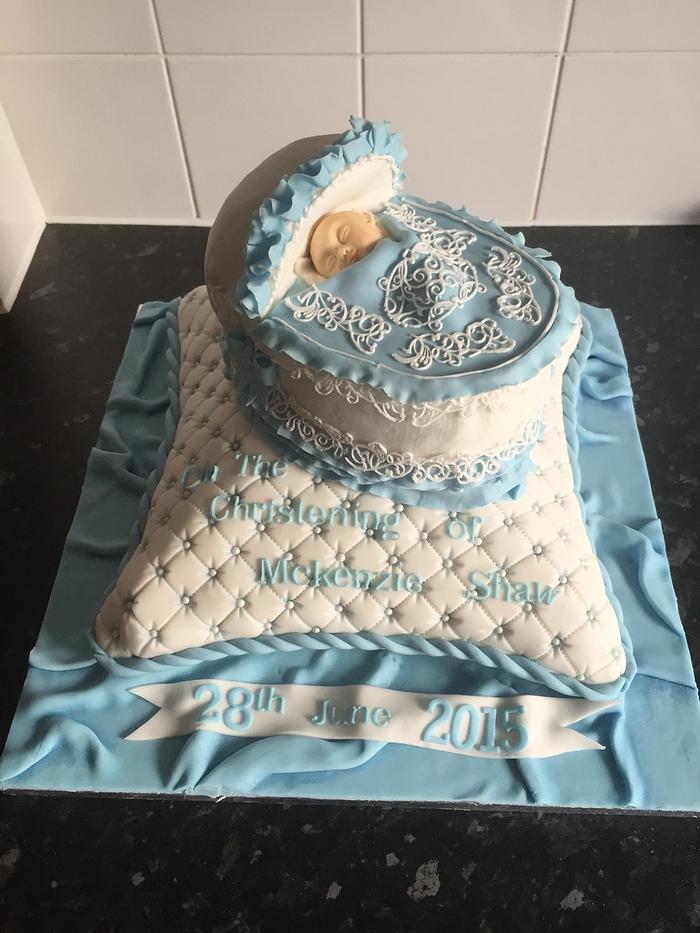 Pillow and basket christening cake