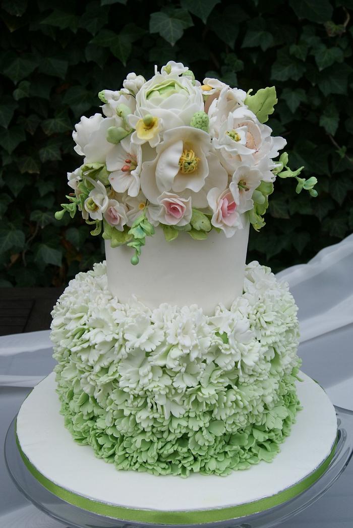 Green and white cake