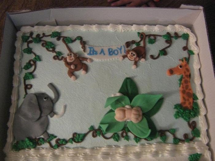 jungle theme baby shower cake
