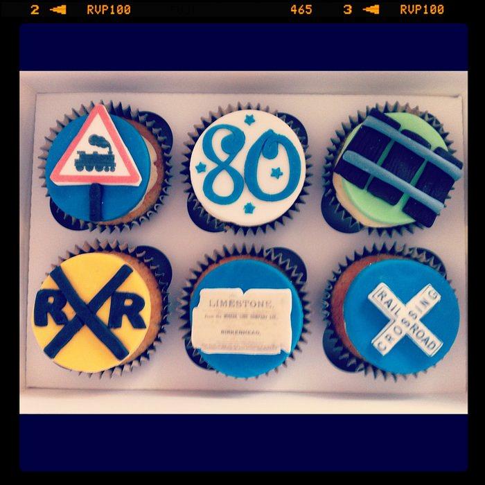 Train Conductor themed cupcakes