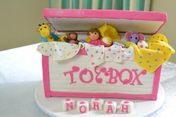 pink toy box cake for girls