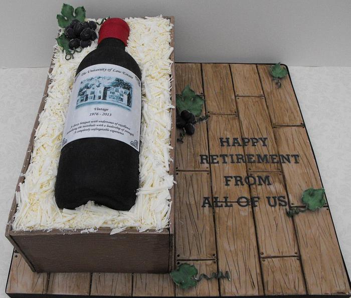 Wine Bottle Retirement Cake