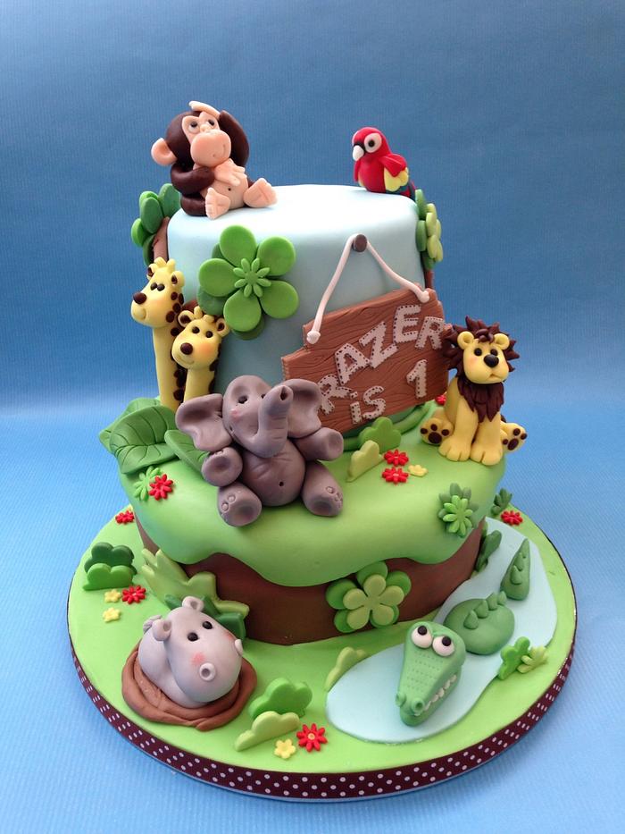 Jungle Pals - Decorated Cake by Caron Eveleigh - CakesDecor