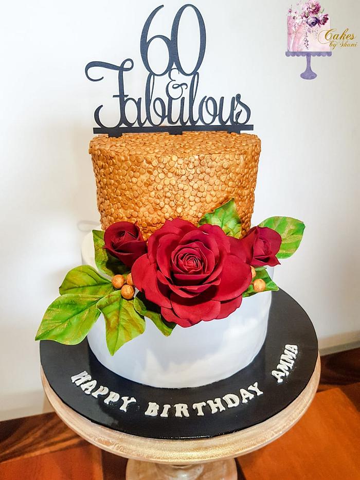 Birthday cake with sugar roses