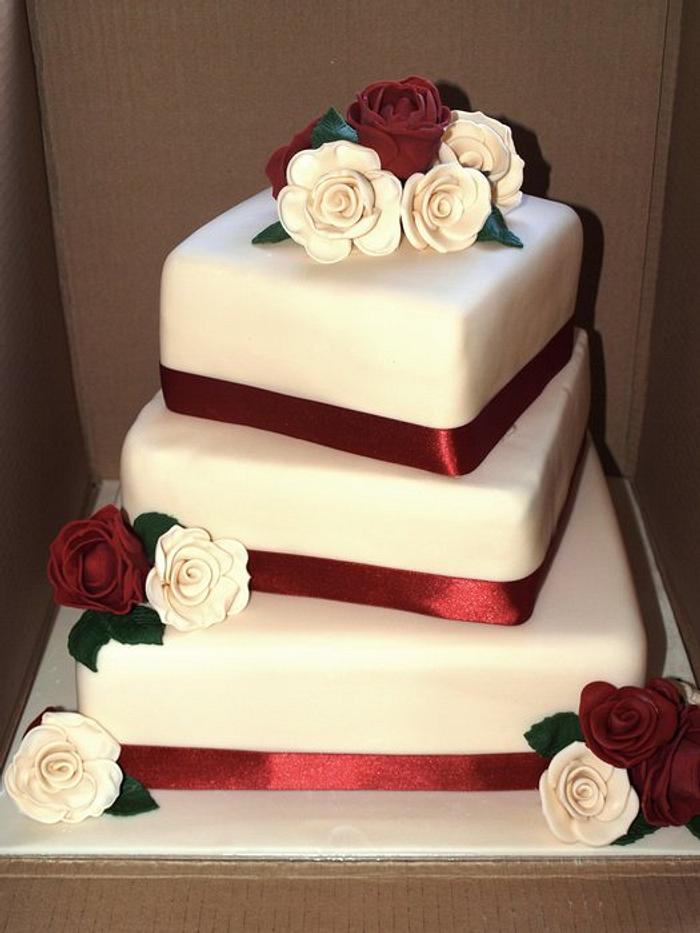 Rose twisted wedding cake