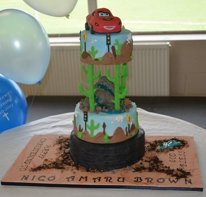 Lightning Mcqueen Christening cake