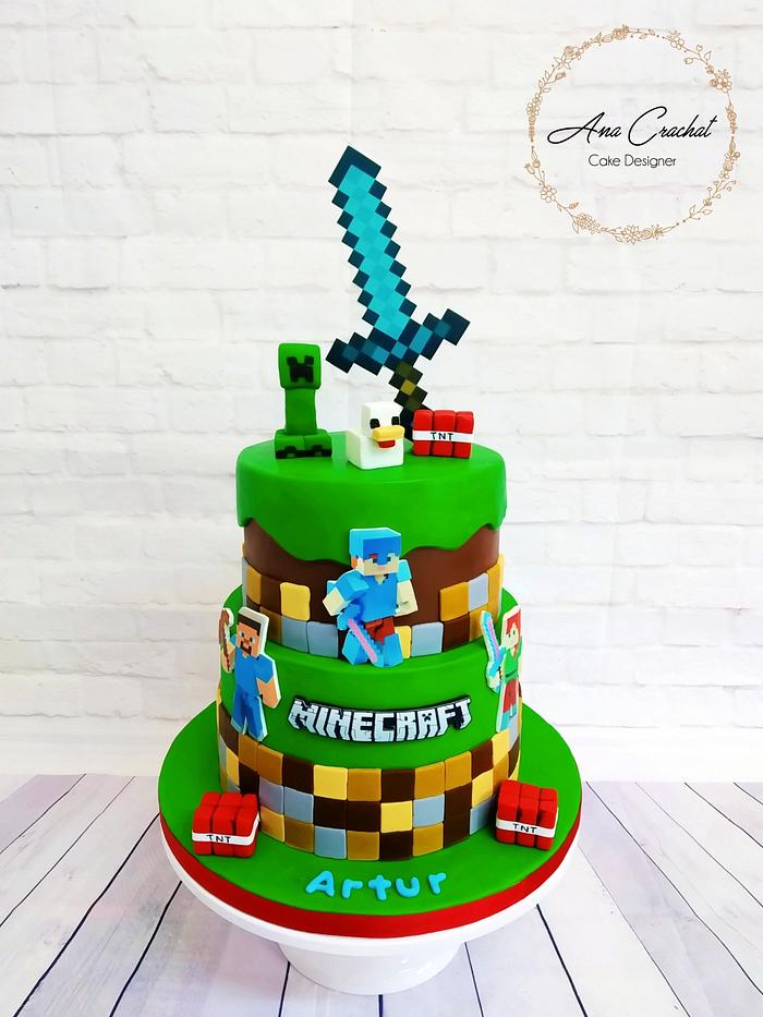Minecraft cake - Decorated Cake by Ana Crachat Cake - CakesDecor