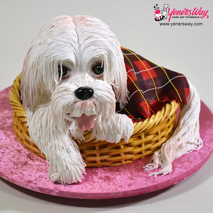 3D Puppy Dog in a Basket Cake