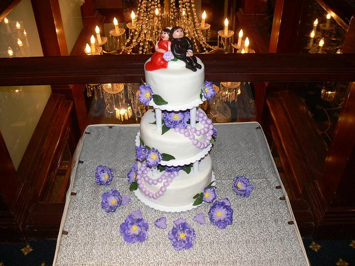 Wedding Cake - fantasy flowers and pearls