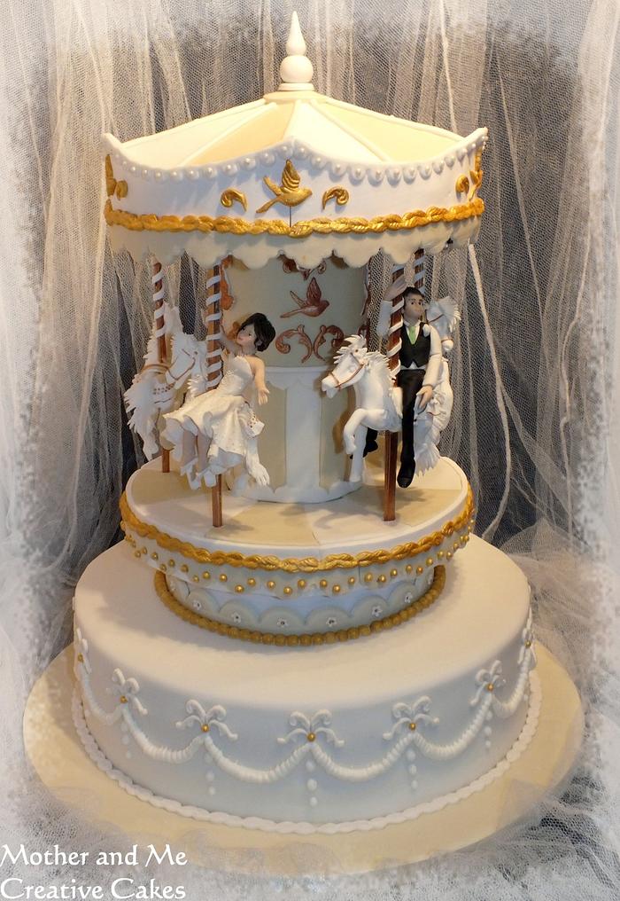 Carousel Wedding Cake, Rotating and Lit