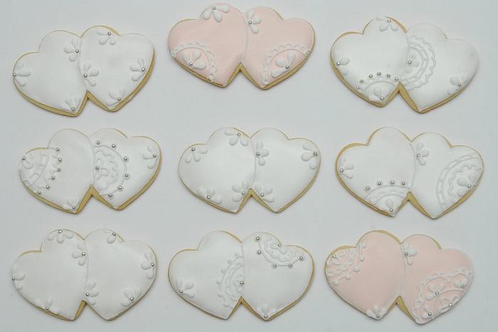 Romantic Wedding Double Hearts Cookies