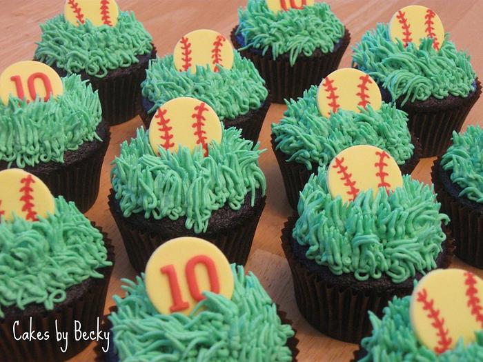 Softball Birthday Cupcakes