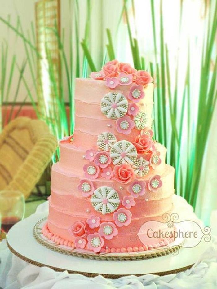 Pink Ombre Wedding Cake 