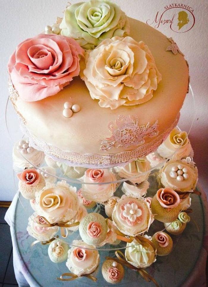 Wedding cake&cupcakes