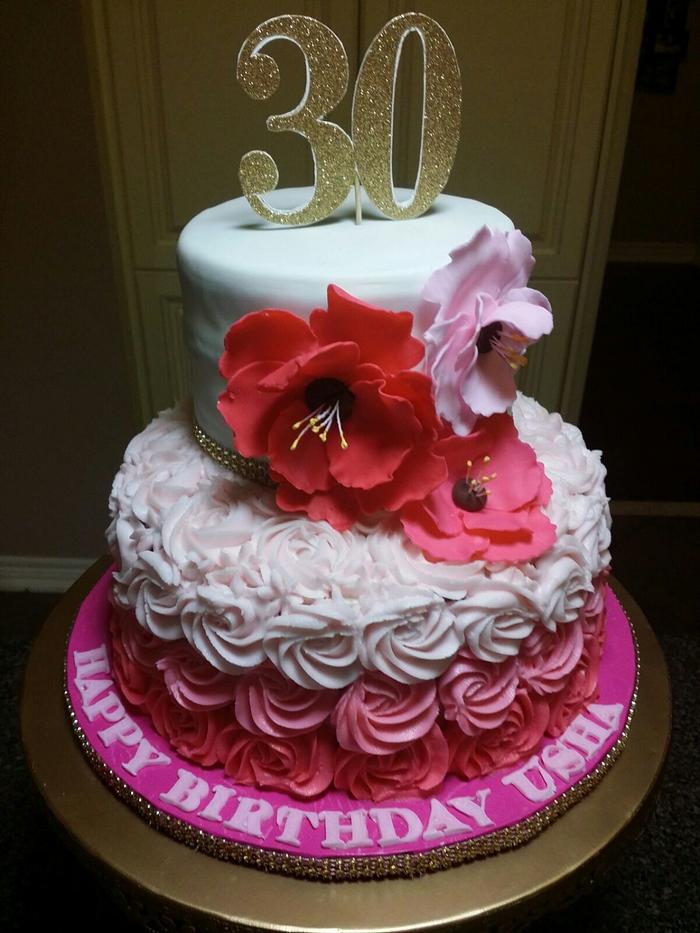 30th Bright Florals cake