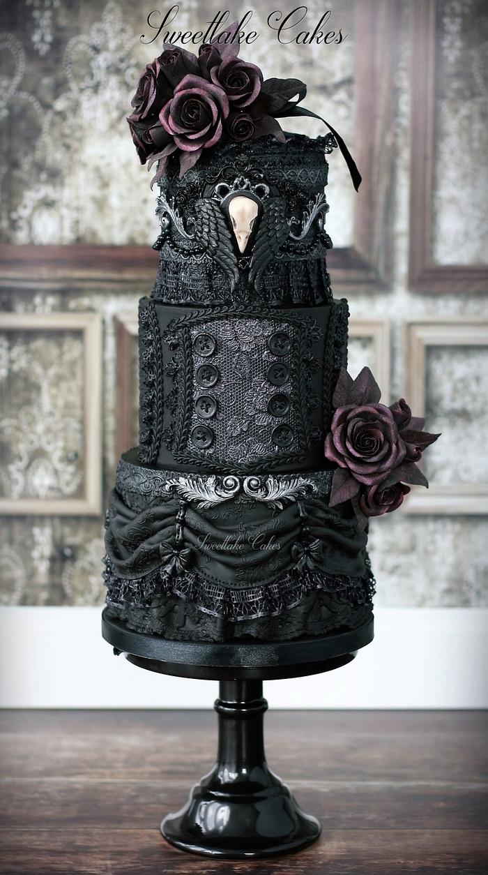 Black gothic wedding cake
