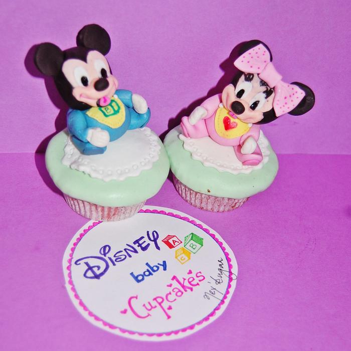 Baby Mickey and Minnie Mouse Cupcakes