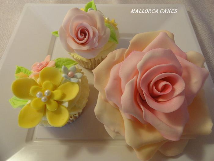 cupcakes and gumpaste rose
