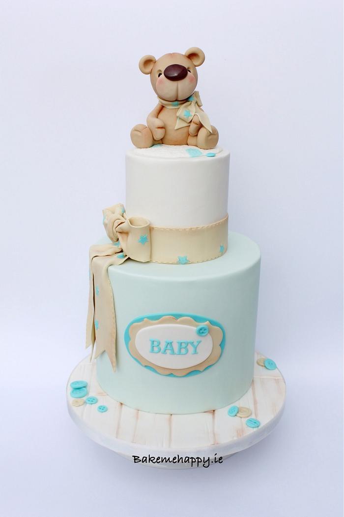Baby bear christening cake