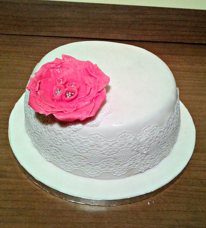 Pink Rose Lace Cake
