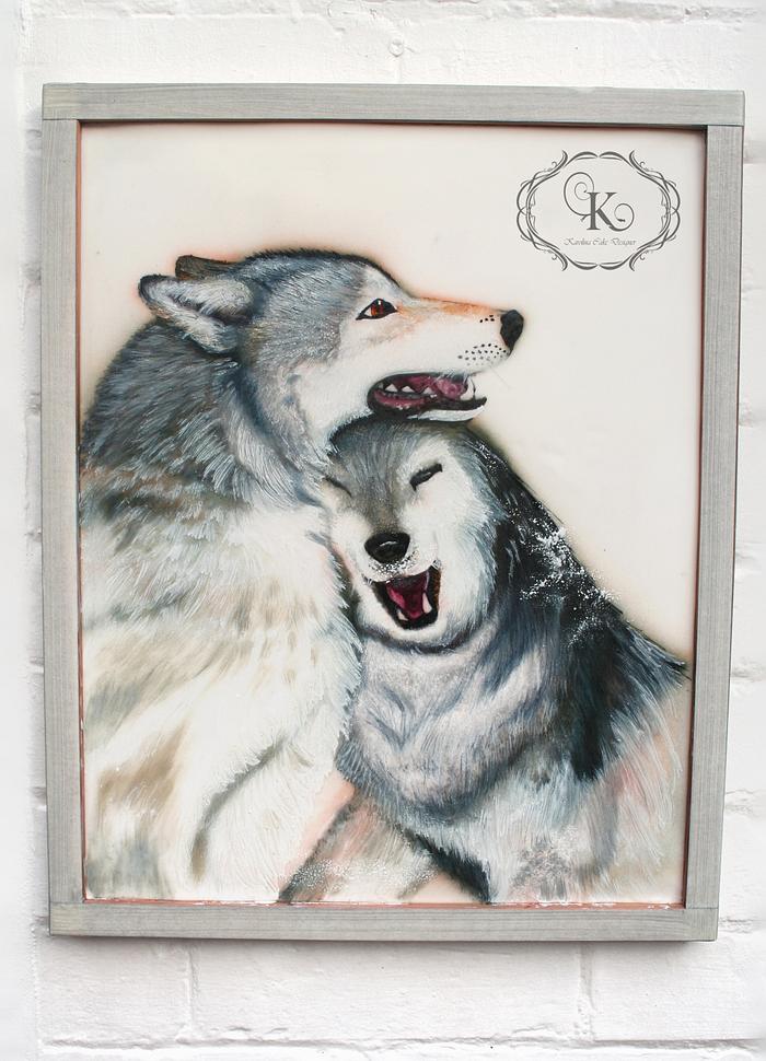 Edible painting of wolves