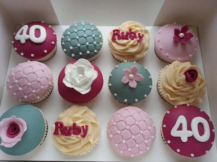Dusky Rose Anniversary Cupcakes