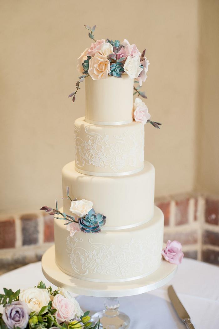 5 tier Country garden wedding cake - Decorated Cake by - CakesDecor