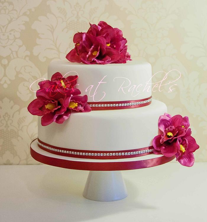 Orchid Two Tier Wedding Cake