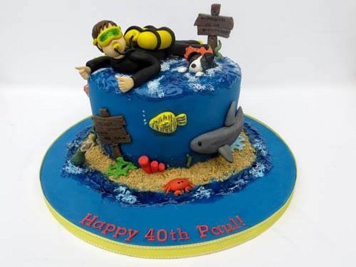 Scuba Diving 40th birthday cake