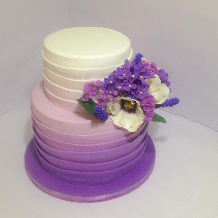 Ombre Purple 50th Wedding Anniversary Cake