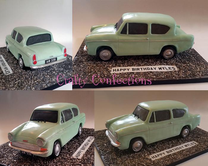 Vintage 1960 Ford Anglia 105E cake for a car enthusiast's 60th birthday