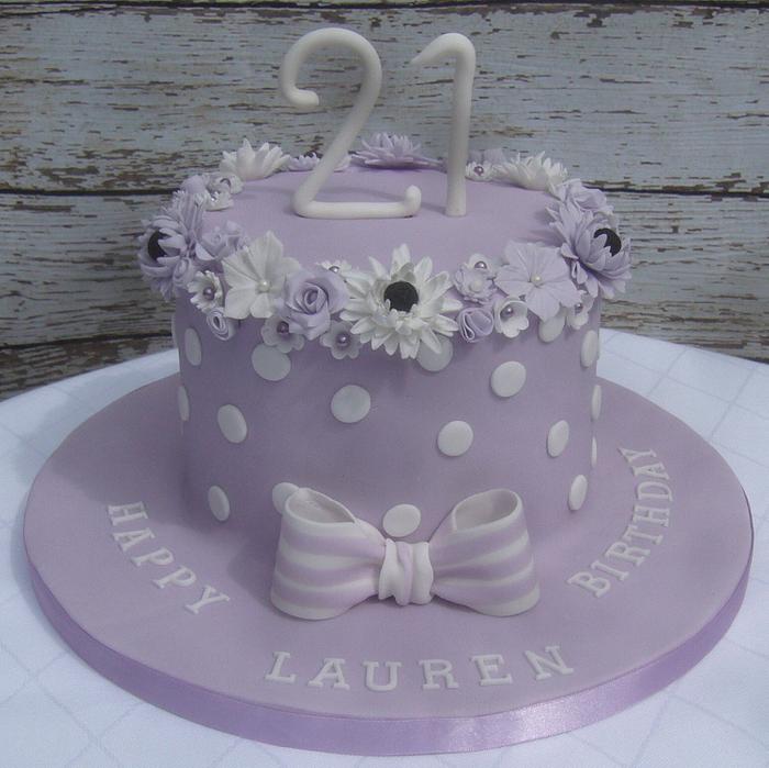 Lilac and white cake