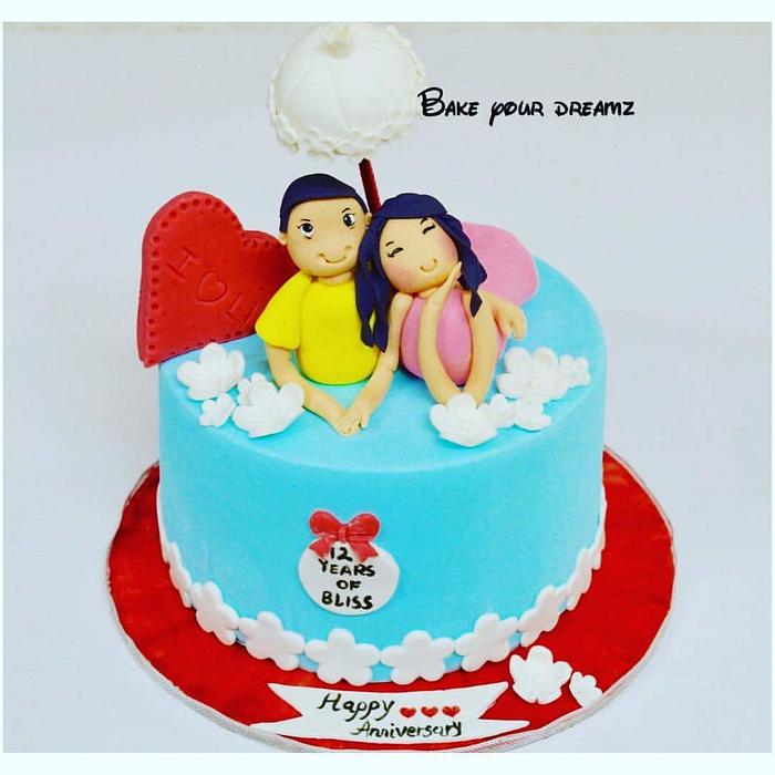 Anniversary couple cake